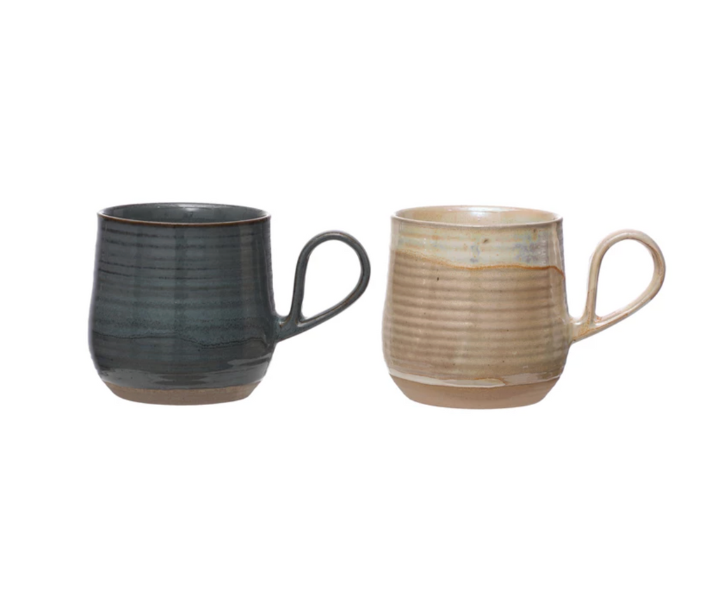 18 oz. Stoneware Mug, Reactive Glaze & Unglazed, 2 Colors (Each One Will Vary)