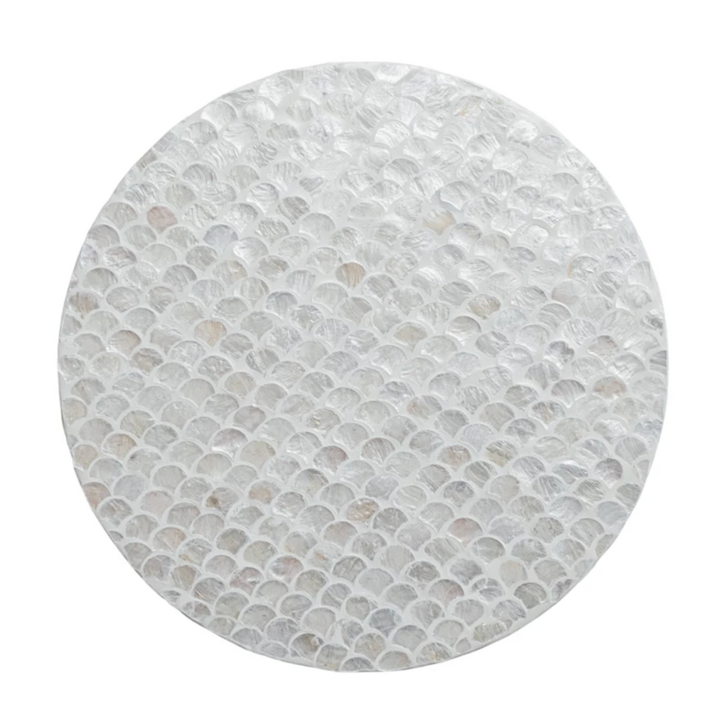 Capiz & MDF Lazy Susan, Cream Color & Natural