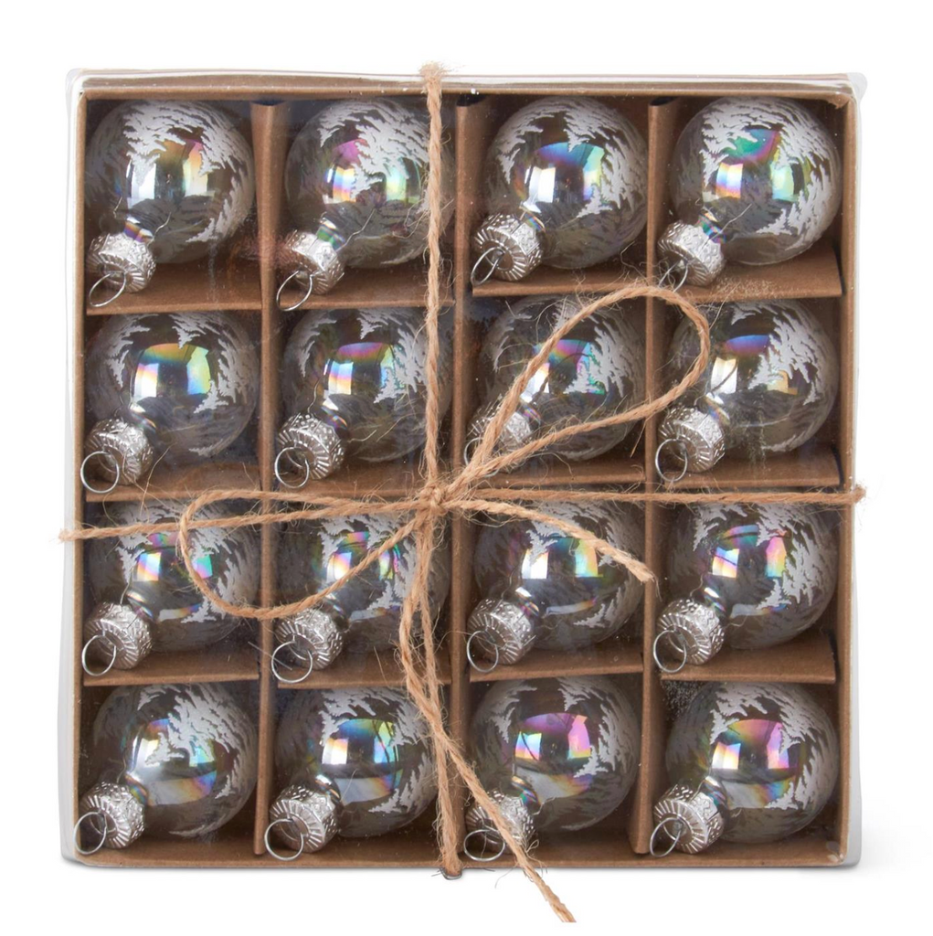 Mini 1 Inch Clear Iridescent Tree Glass Ornaments
