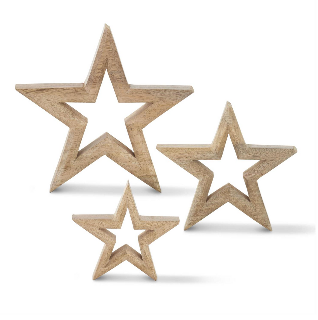 Mango Wood Stars w/Cutout Centers