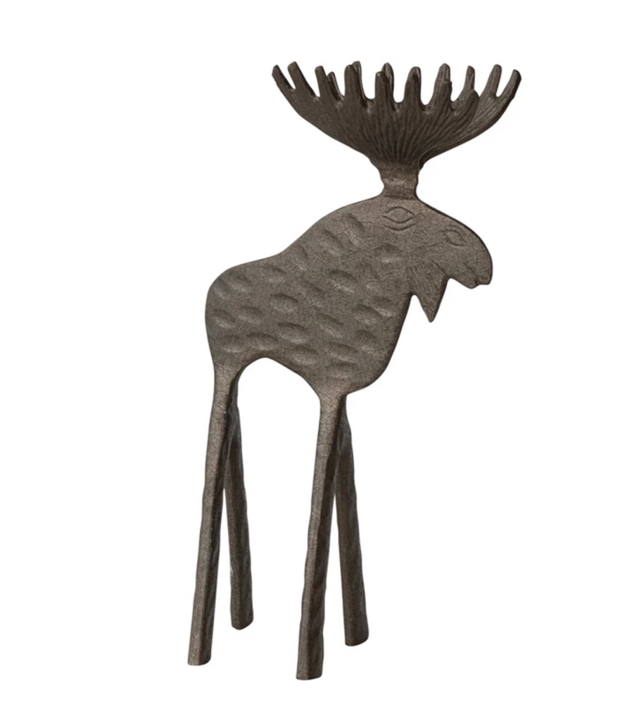 Hammered Cast Aluminum Moose, Bronze Finish