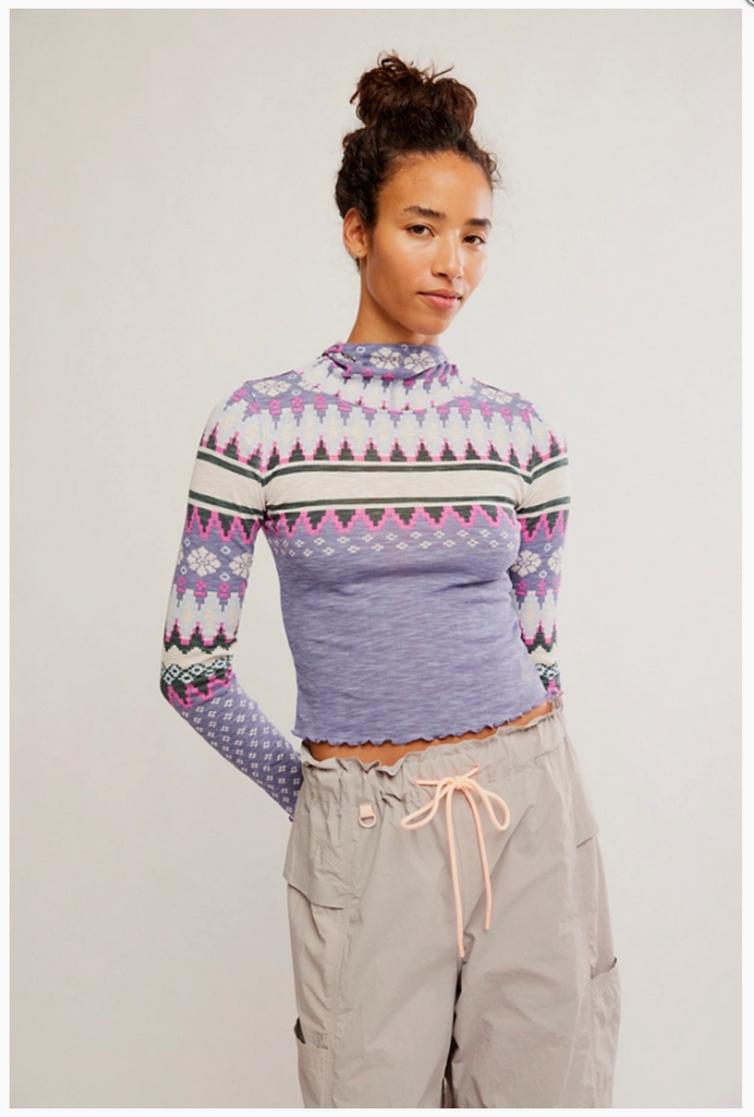 PRINTED BREATHE EASY LONG / PLAID FAIRISLE GRAPH