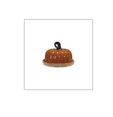 Stoneware Pumpkin Shaped Butter Dish with Stem Handle (Each Will Vary)