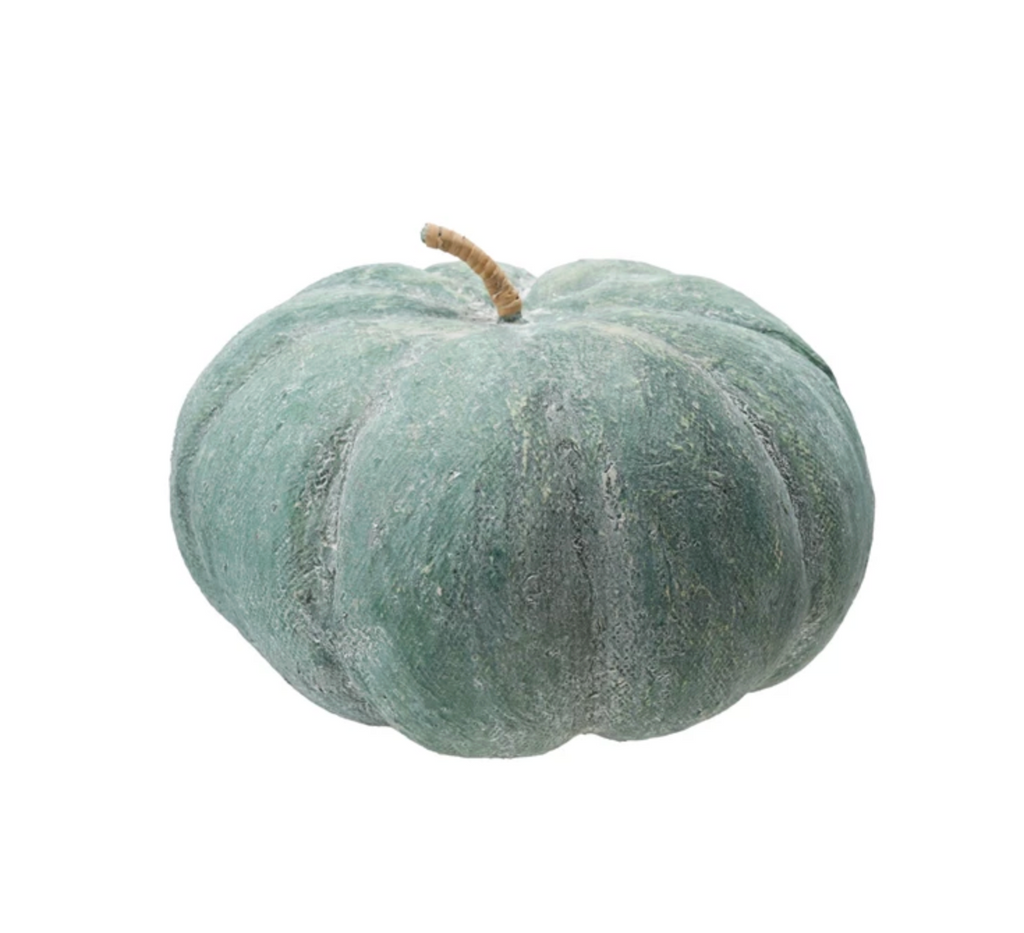 Metal & Paper Mache Pumpkin, Distressed Finish, Green