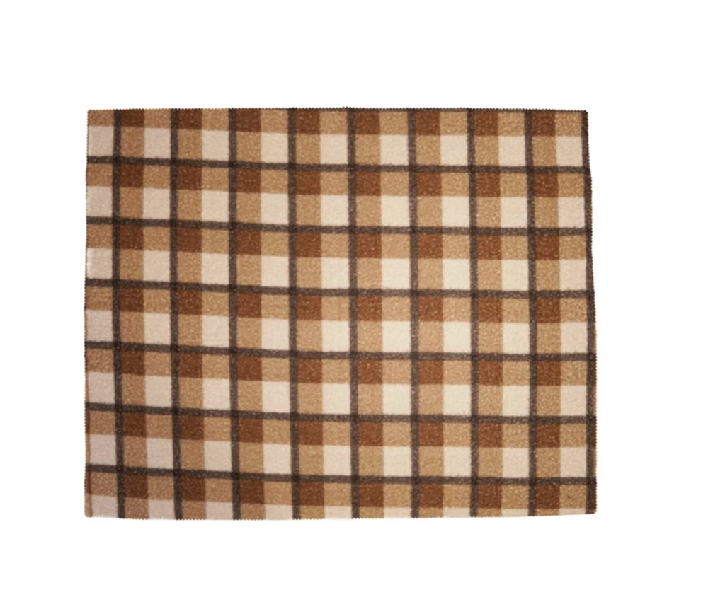 Fabric Faux Sherpa Throw, Brown Plaid