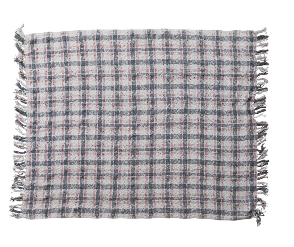 Hand-Woven & New Zealand Wool Slub Throw with Fringe