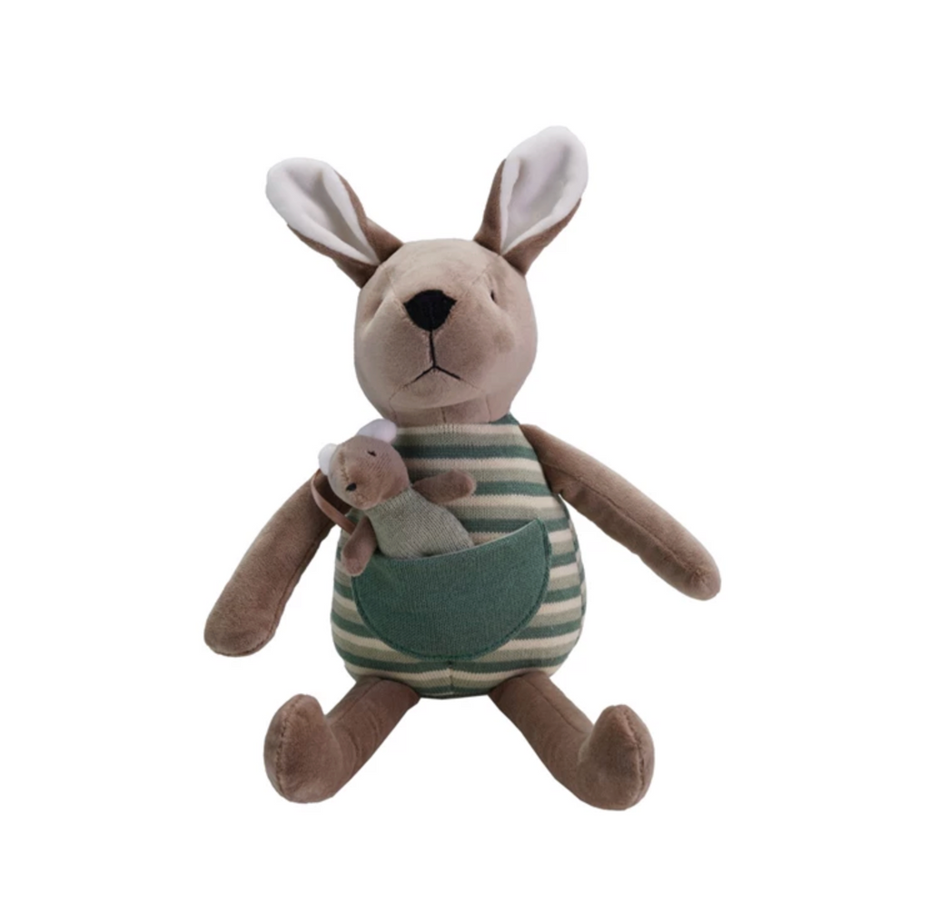 Plush Kangaroo Toy with Joey in Pouch, Multi Color