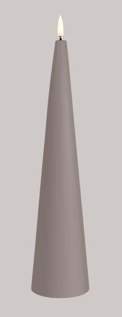 LED cone candle, sandstone, smooth, 6,8x30cm