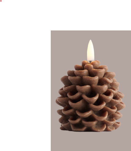 LED candle pine cone, brown, smooth, 7x7cm