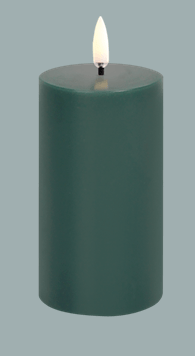 LED pillar candle, pine green, smooth 5,8x10,1cm