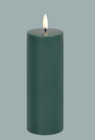 LED pillar candle, pine green, smooth 5,8x15,2cm