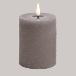LED pillar melted candle, sandstone, rustic, 7,8x10cm