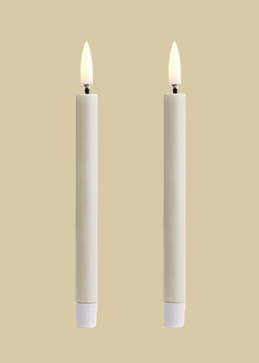 LED mini taper candle, Ivory, smooth, 2-pack, 1,3x13,8cm