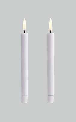 LED mini taper candle, nordic white, smooth, 2-pack, 1,3x13,8cm