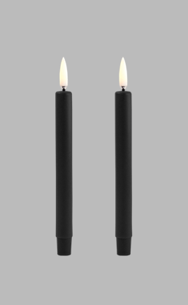 LED mini taper candle, plain black, smooth, 2-pack, 1,3x13,8cm