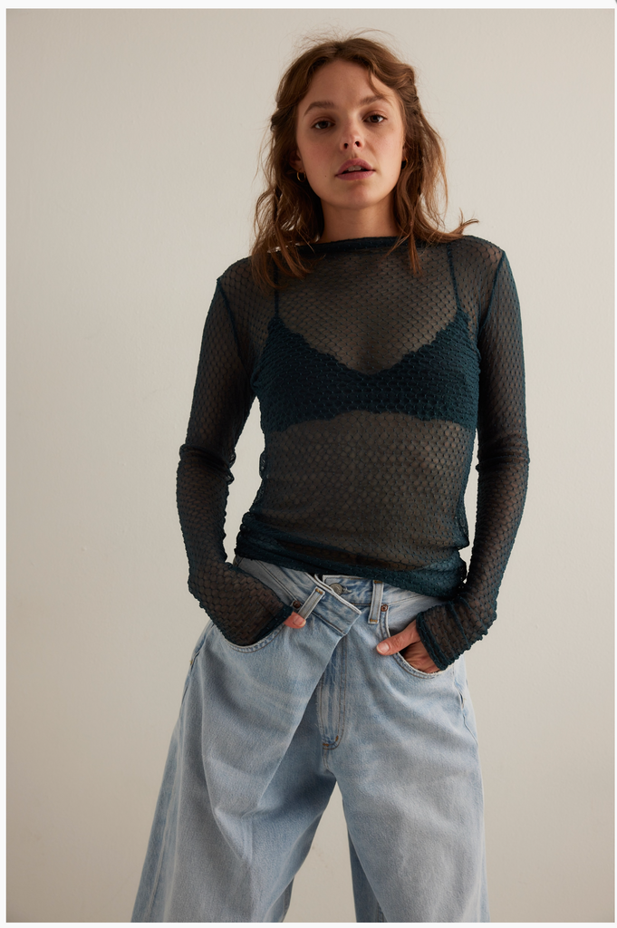 MINDING MY BUSINESS TOP / OIL GREEN