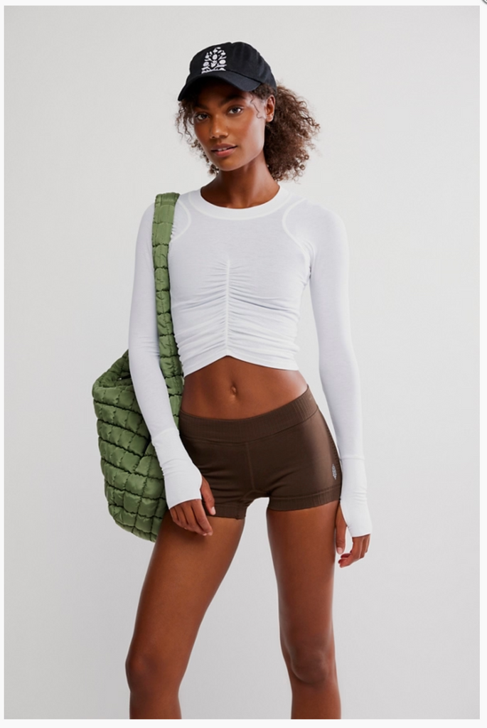 TEMPO RUCHED LONG SLEEVE FREE PEOPLE WHITE