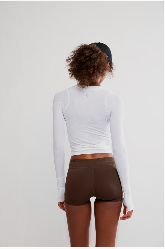 TEMPO RUCHED LONG SLEEVE FREE PEOPLE WHITE