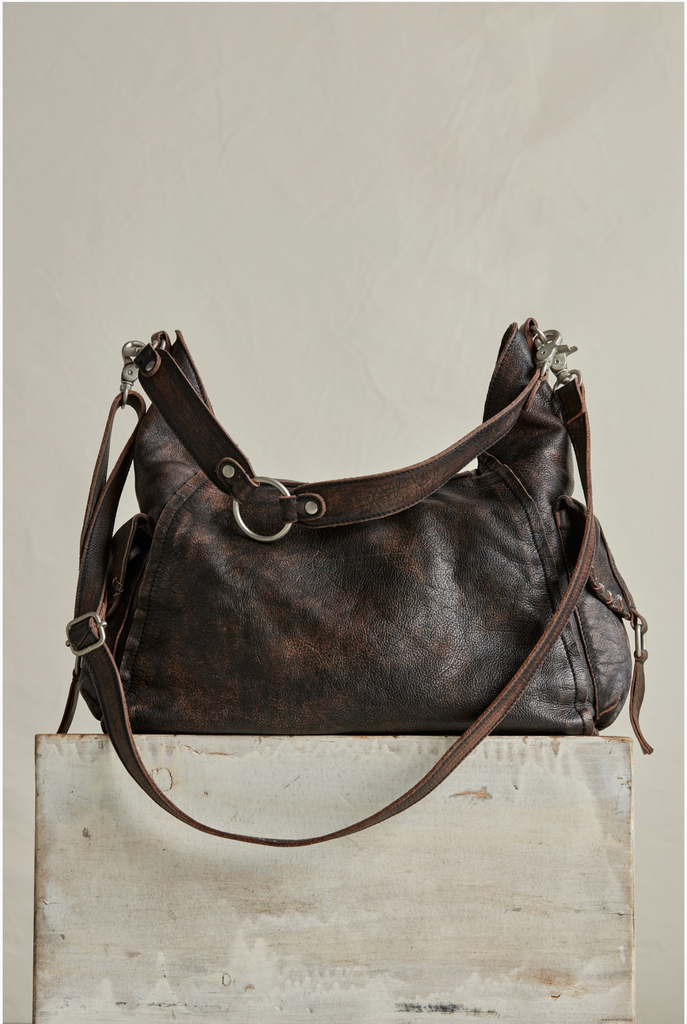 WTF LEIGH DISTRESSED HOBO / AGED GRAPHITE