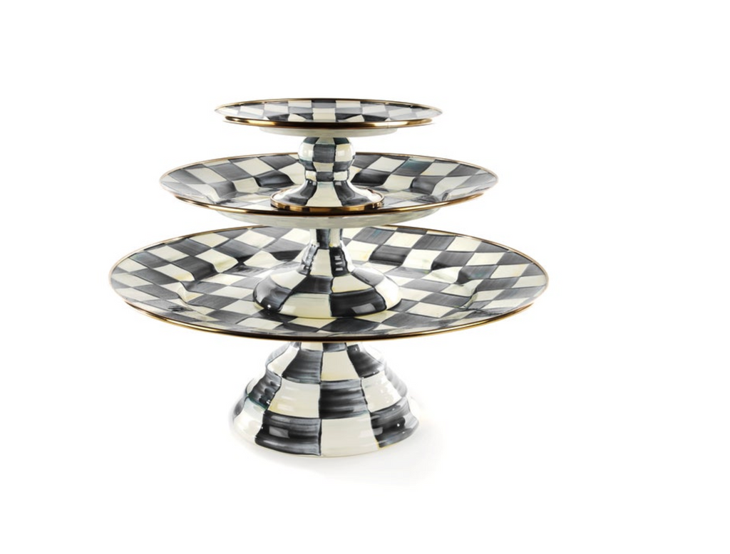 Courtly Check Pedestal Platters, Set of 3