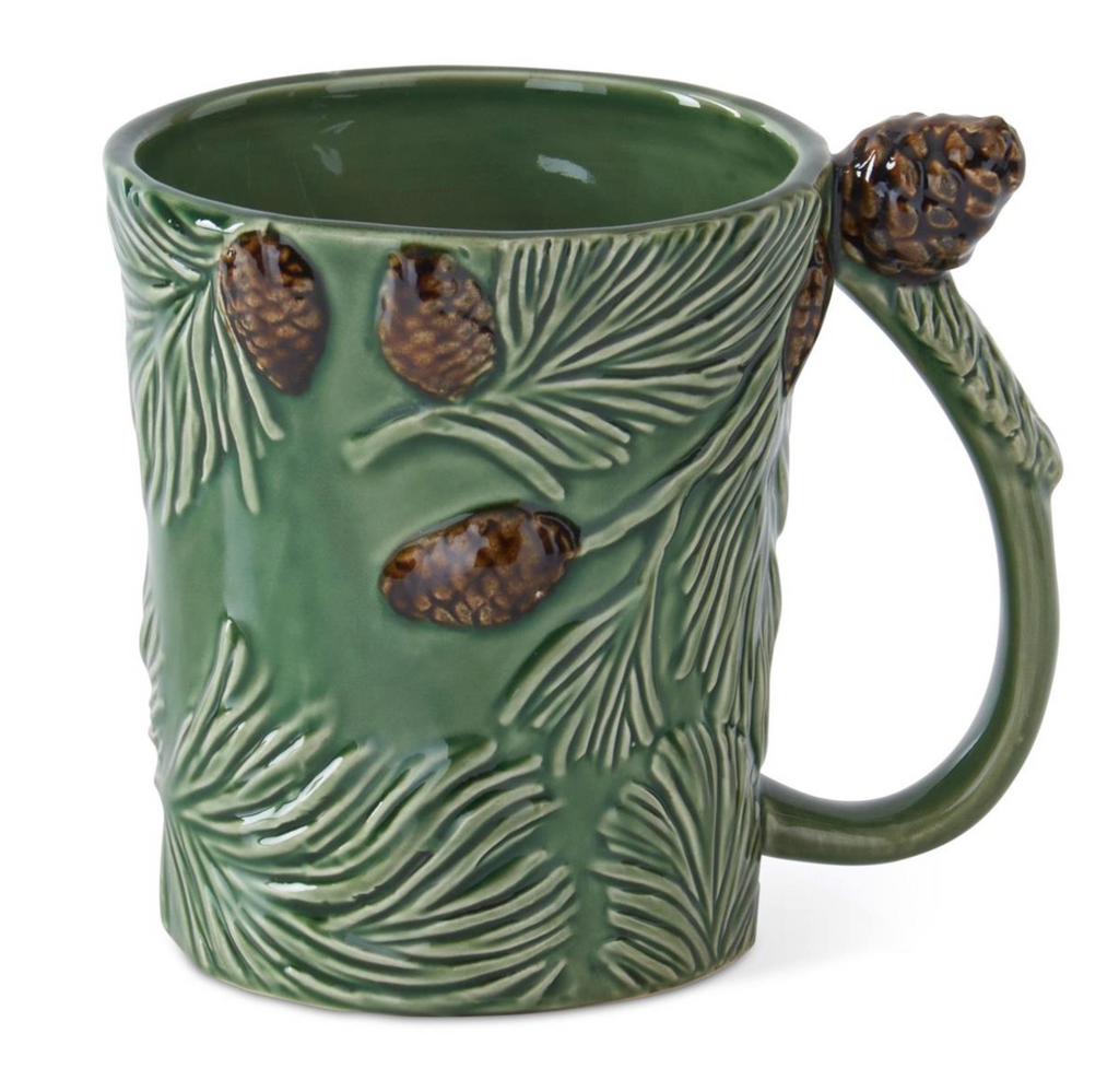 Green Ceramic Pinecone Mug