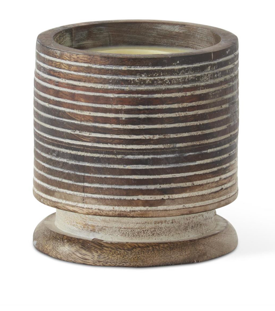 5 Inch 2 Wick Natural Whitewashed Filled Wood Candle