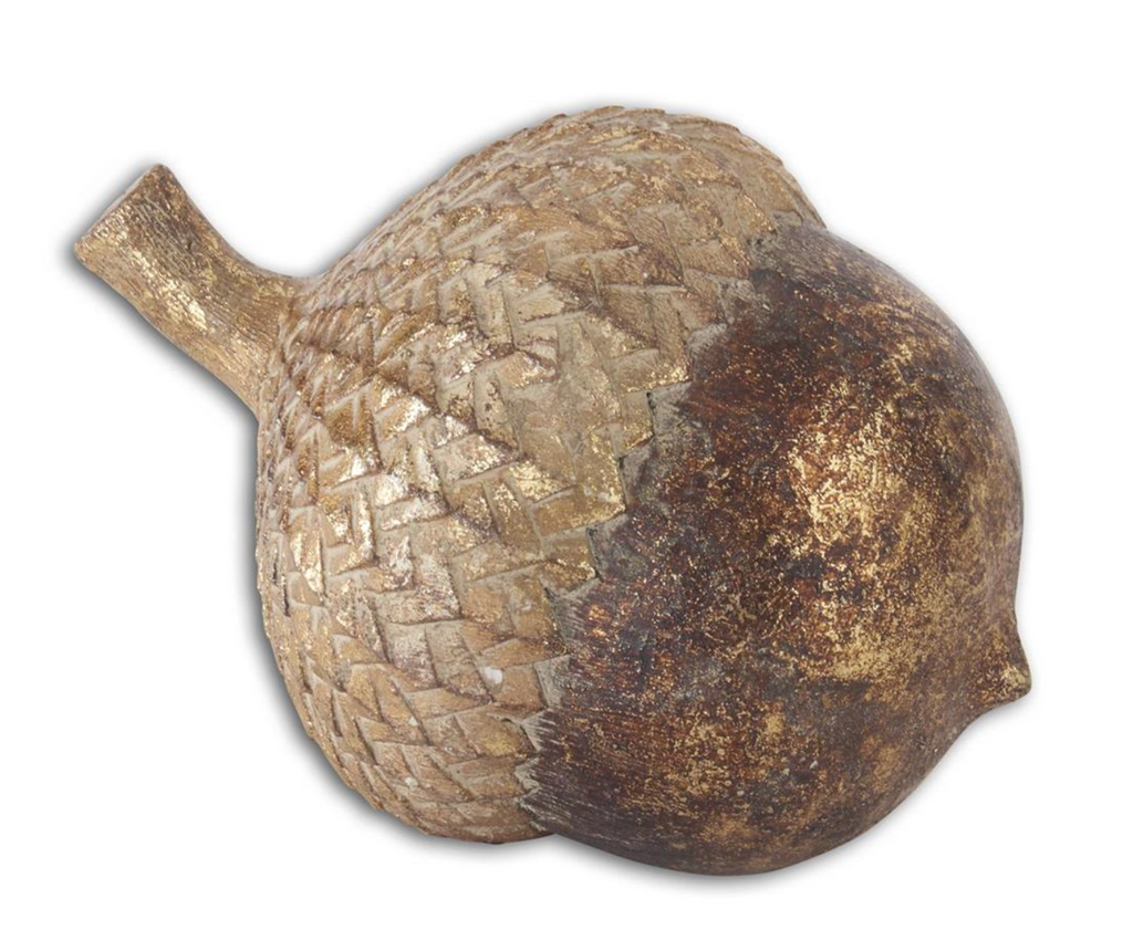 4.25 Inch Gold Gilded Resin Acorn
