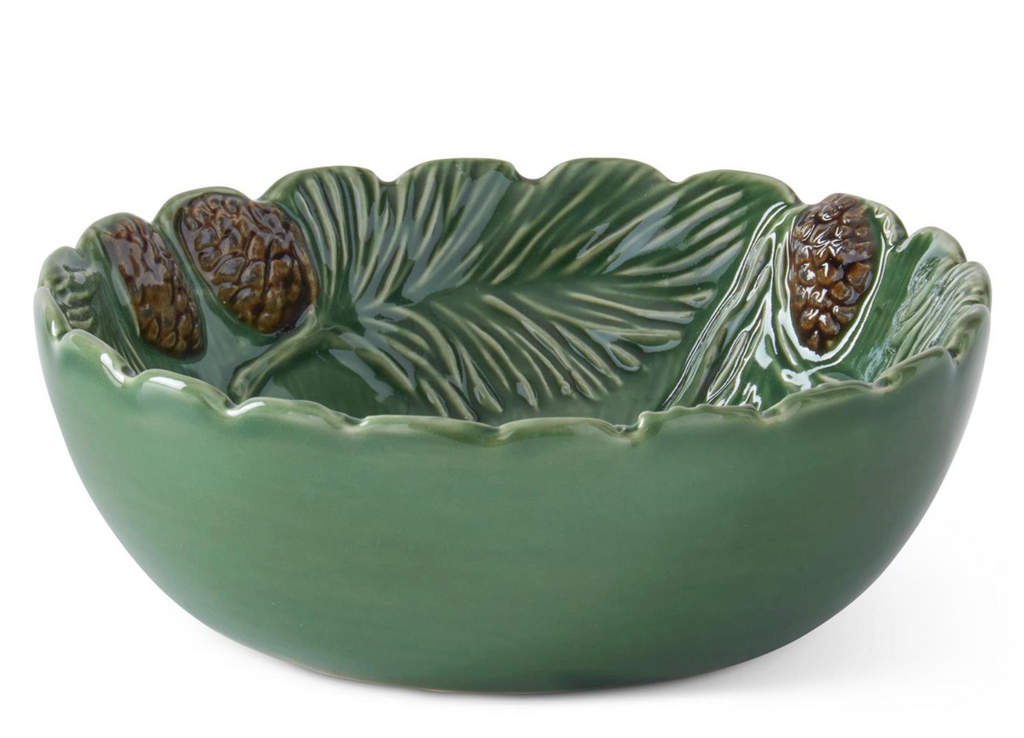 6.75 Inch Green Ceramic Pinecone Bowl