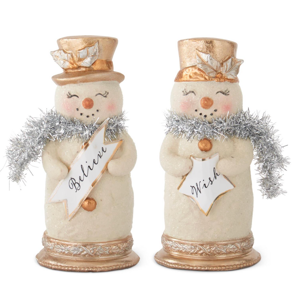 Assorted 5.5 Inch Snowmen w/Silver Tinsel Collar