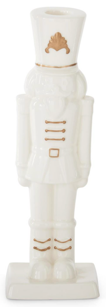 10.5 Inch White Porcelain w/Gold Nutcracker