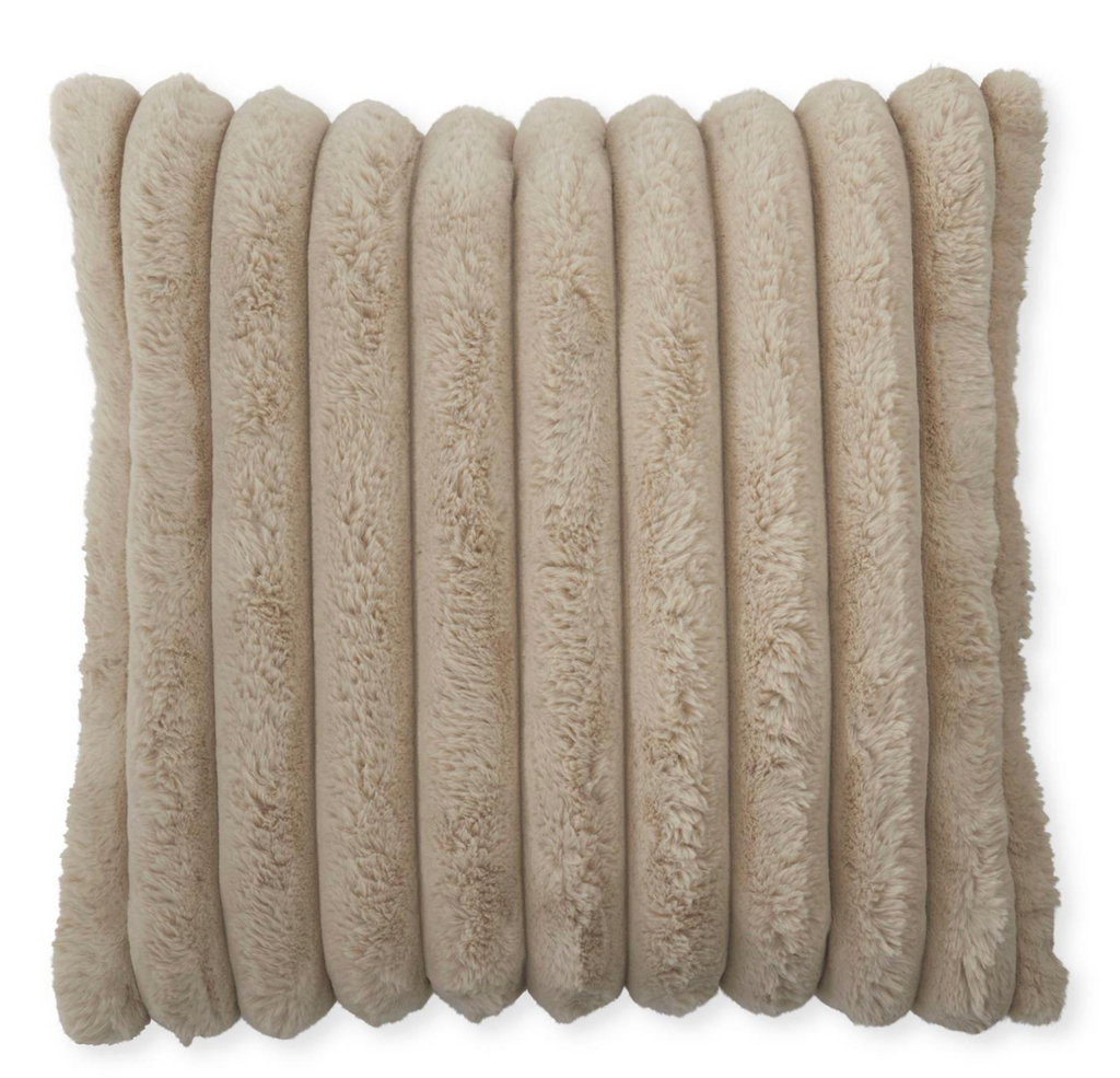 24 Inch Tan Vegan Fur Pillow