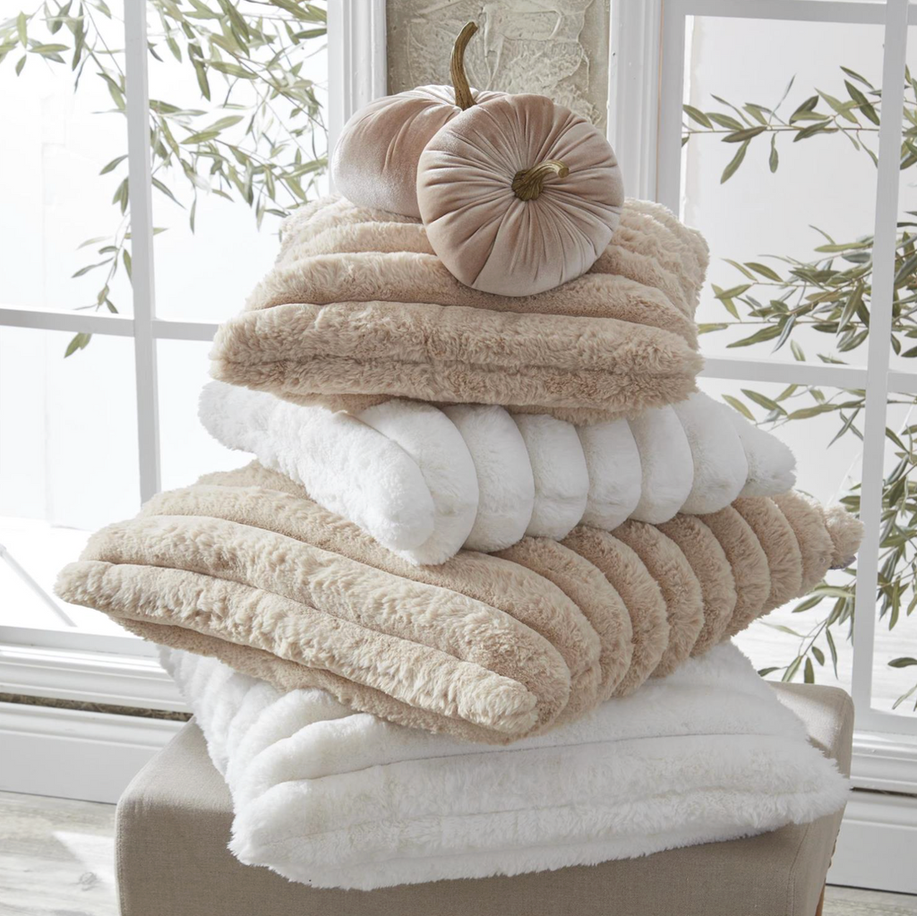 24 Inch Tan Vegan Fur Pillow