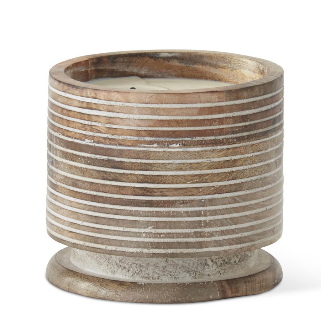 Assorted 5.25 Inch 2 Wick Natural Whitewashed Filled Wood Candles