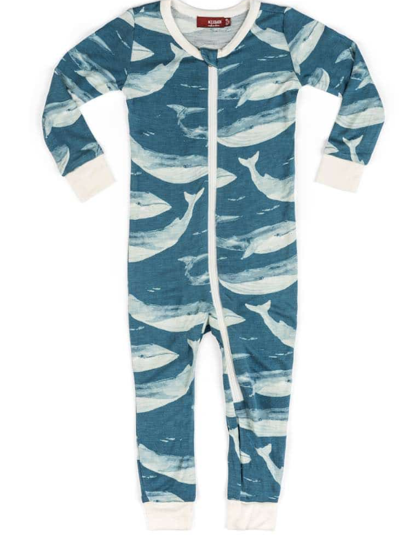 Blue Whale Bamboo Zipper Pajama Milkbarn