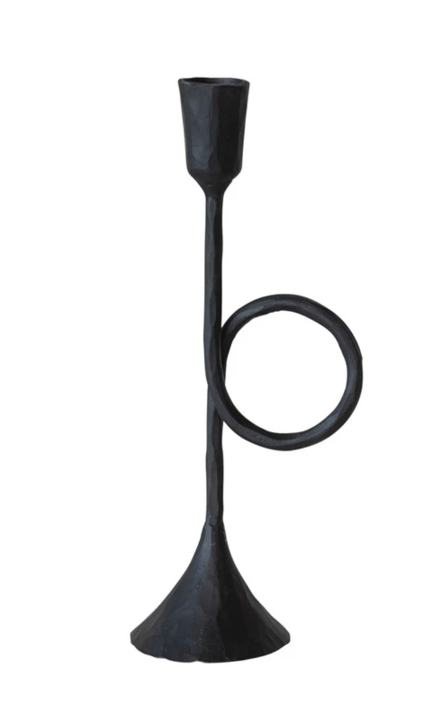 Hand-Forged Cast Iron Taper Holder w/ Handle, Black