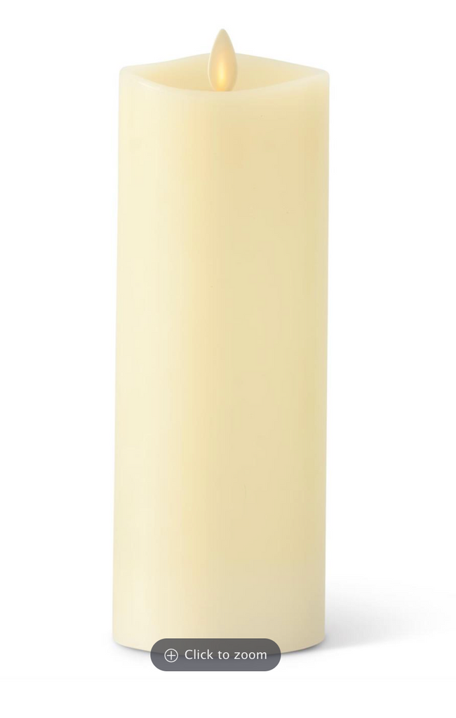 3 x 8.5 Inch Ivory Wax Indoor Pillar Luminara Candle Remote Ready