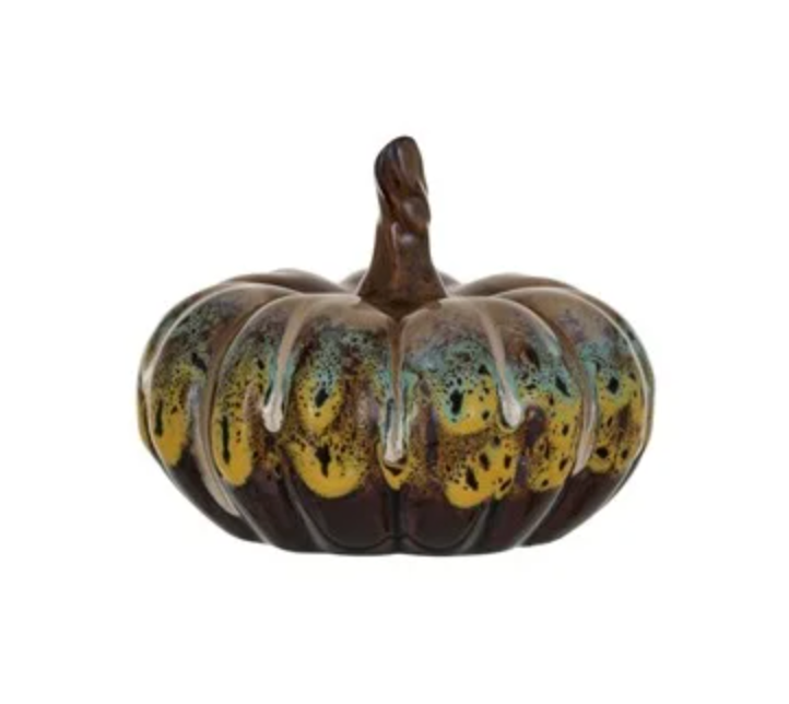 Stoneware Pumpkin, Reactive Glaze, Multi Color (Each One Will Vary)