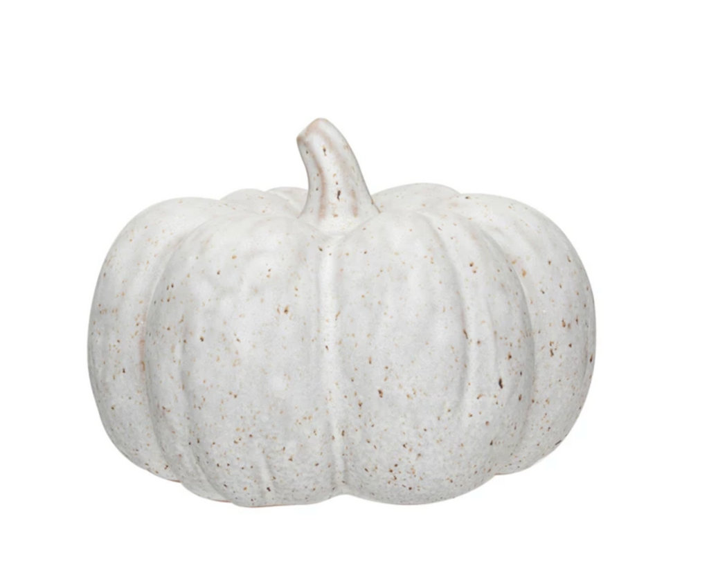 Stoneware Pumpkin, Reactive Glaze, Cream Color Speckled (Each One Will Vary)