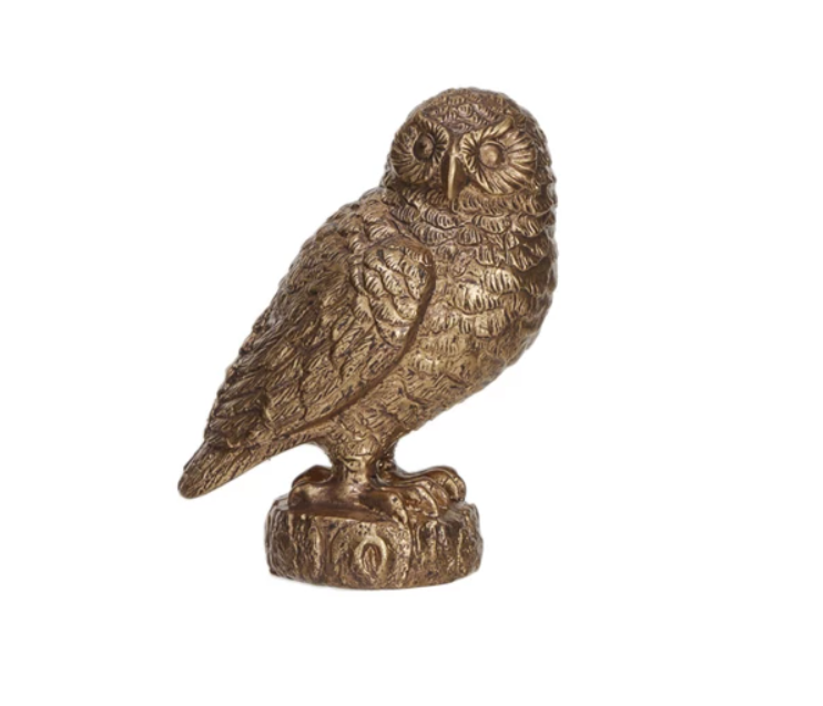 Resin Owl, Antique Gold Finish