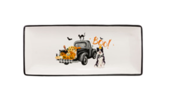 HALLOWEEN TRUCK PUPS RECT PLATE