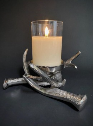 8"W, 4"H TANGLED ANTLER CANDLE HOLDER [201676]