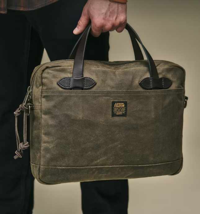 Filson Tin Cloth Compact Briefcase Otter Green