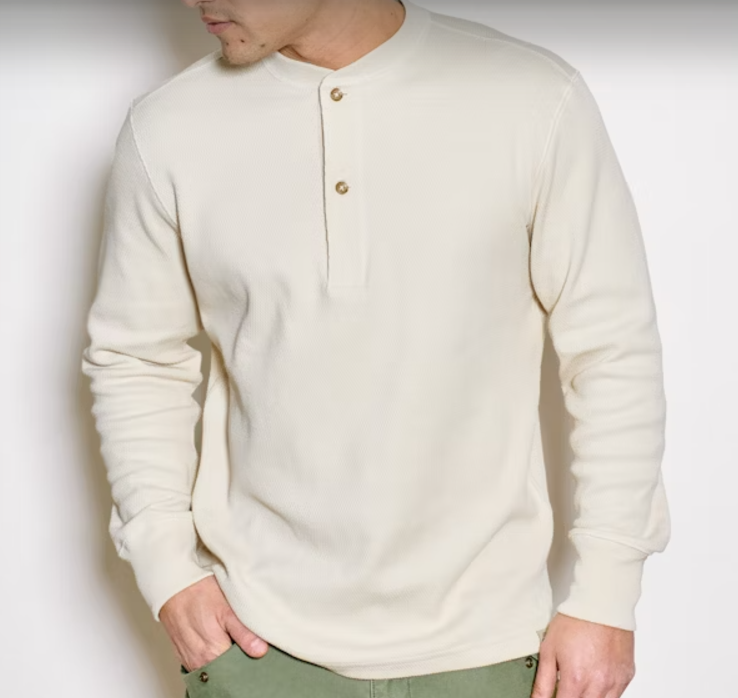 Waffle Knit Henley Sand