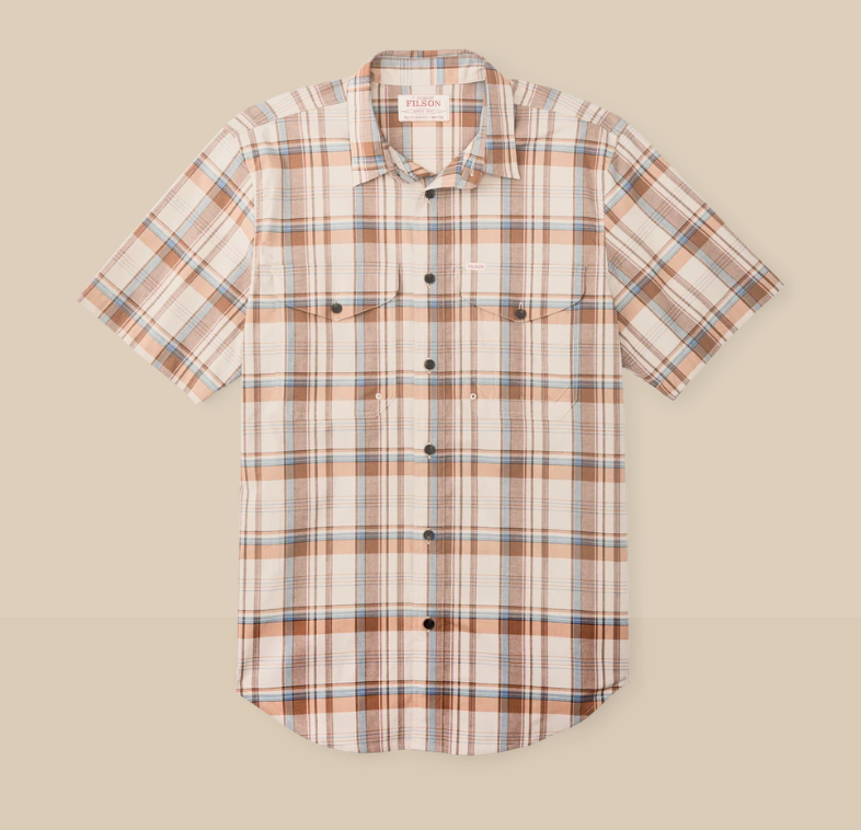 Twin Lakes Beige / Rust Plaid Short Sleeve Shirt