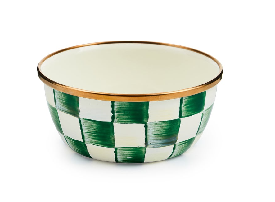 Enamelware Pinch Bowl Emerald Check