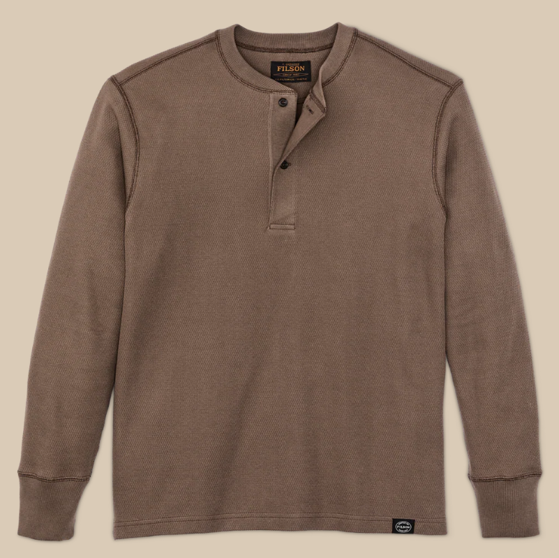 Waffle Knit Henley Brown