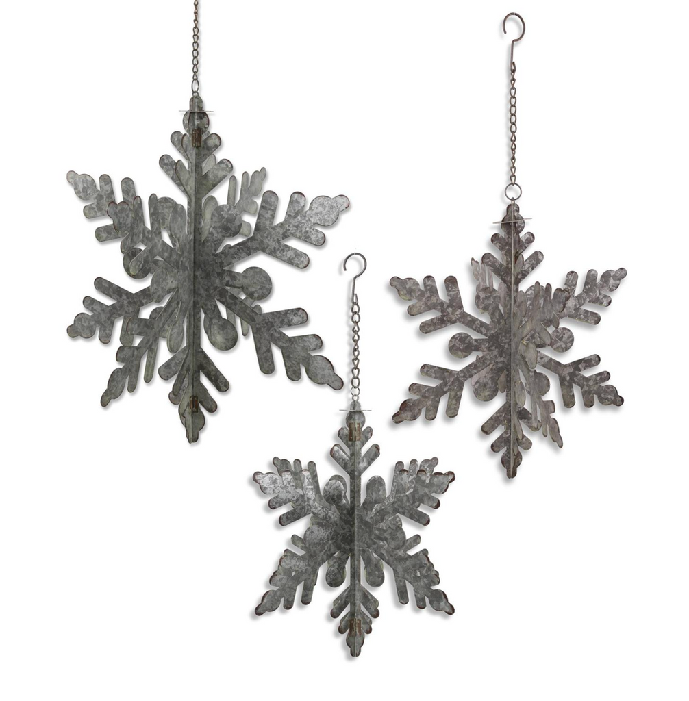 Large Metal Snowflake Ornaments w/Point