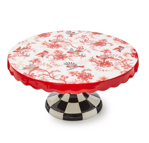 Cardinal Toile Large Pedestal Platter