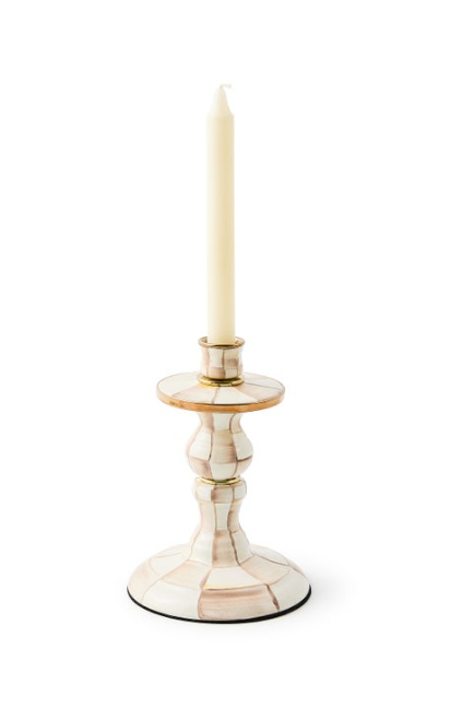 Mocha Check Small Candlestick