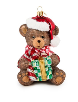 Check It Out Teddy Bear Glass Ornament